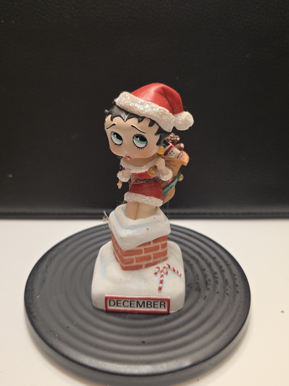 Betty Boop Holiday Figurine in Red and White Santa Outfit